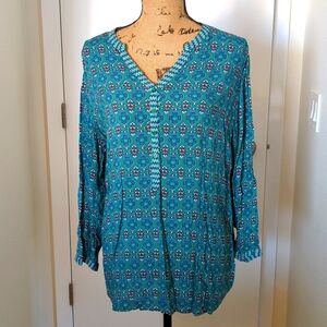 Long sleeve printed Turquoise Shirt
